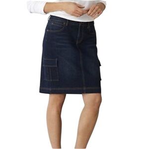 J. Jill Dark Wash Denim Stretch Cargo Skirt - Size 6P